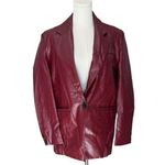 Princess Polly - Jocelyn Faux Leather Boyfriend Blazer Burgundy Sz M/L Photo 1