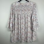 Rose + Olive  Tunic Top Women‎ 1X White Floral Lightweight Smocked Flowy Peasant Photo 6
