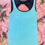 y2k vintage turquoise blue mesh bow open back tank top Photo 3