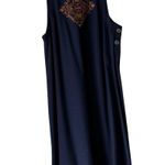 Source Unknown Boho Maxi Dress Vintage Artsy Large Embroidered Floral Sleeveless Ethnic Beaded Photo 0