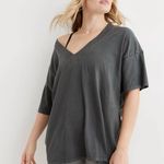 Aerie Extreme V-Neck Oversized Boyfriend T-Shirt in Smoked Gray Photo 0