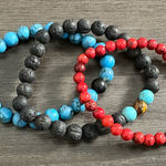 Turquoise Lava Red Jasper Beaded Bracelets Blue Photo 0