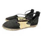 Eileen Fisher  Flat Shoes Lace Leather Espadrille Wrap Sandal Black 8 Size: 81/2 Photo 1