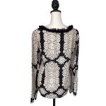 Kookai Vintage Rayon Print Blouse w/accent trim. Size 38/Small Black Cream Photo 2