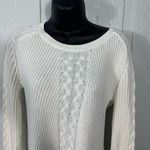 Nautica  Womens Single Cable Knit Tunic Off White Sweater Size Medium EUC Photo 4