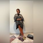 Joseph  Black and Cream Patterned Poncho Photo 5