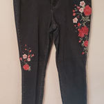 a.n.a  Black Skinny Jeans with Floral Embroidery Photo 0
