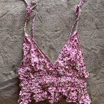 Sim & Sam  Floral Printed Ruched Tie Straps Cottage Core Women’s Tank Top S EUC Photo 0