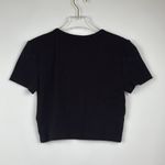 ZARA  Women’s Black Solid Short Sleeve Crew Neck Cropped T-shirt Size Large Photo 2
