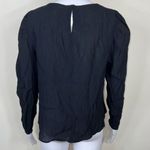 MNG Long Sleeve Gauze Keyhole Back Blouse Black Size 4 Photo 4