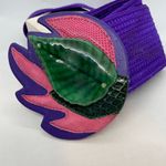 Vintage 80s Statement Leaf Belt Adjustable Waldorf Creations Leather Suede Purple Photo 4