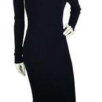 Fora Midi Ribbed Fitted Sweater Dress Scoop Neck Black M Size M Photo 3