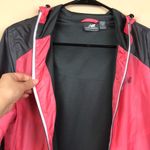 New Balance Women’s Pink Gray Windbreaker Hooded Zip-Up Jacket Photo 9