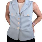 Mystic 90s Collared Button Front Vest Peplum Waist Light Blue Size Large Photo 7