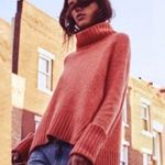 Anthropologie Moth Wool Fireside Cowl Turtleneck Sweater | Pink/Orange | XS Photo 0