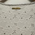 Michael Kors  White Eyelet V Neck Shirt Flutter Sleeves size Large Photo 6