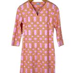J. McLaughlin “Carly” Small Mini Cabana Dress 3/4 Sleeve Geometric Orange Pink Photo 0