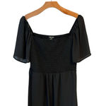 Lila Rose Lily Rose Smocked Peasant Dress Womens Size XL Black Midi Linen Tiered Stretch Photo 1