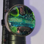 Vintage Adjustable 3D Green Blue Shimmer Glass Boho Ring Photo 2