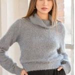 Pink Rose Gray Eyelash Knit Turtleneck Sweater S Photo 0