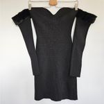  Josee Knitted Mini Dress Staud‎ Black Faux Fur Trim Size M NWT Event Photo 2