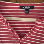 CHAPS  Ralph Lauren Shirt Womens Large Red White Stripe V Neck Cap Sleeve Photo 1