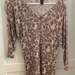 Inc animal print sequin knit top lightweight sweater quarter sleeve cream Tan Size undefined Photo 0