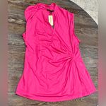 Tommy Bahama Tambour Sleeveless Shirred Faux Wrap Top - Rose Bed - XL - NWT Photo 8