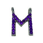 Initial Alphabet Letter M Jewelry Pendant Necklace Charm Purple Rhinestones Photo 0