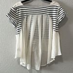 Free People  French Kiss Mixed Media Top, Stripe Blue White, High Low, Size XS Photo 7