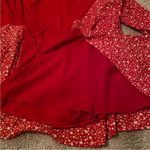 Red and white floral wrap romper, Daphnea paris, ruffles and button, size M Size M Photo 6