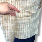 Attitude Unknown Womens Tweed Blazer Suit Jacket Khaki White Plaid Large Tan Photo 3