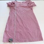 J. McLaughlin J.‎ McLaughlin Pink Striped Ruffle Cold Shoulder Crew Neck Dress Size XL Photo 10
