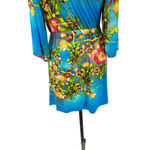 Natori  Paradise Found Wrap Kimono Robe‎ Floral Print Blue Size Medium Photo 10