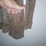 Forever 21  L Button Front Cardigan Champagne Stretch Floral Lace Top Photo 4