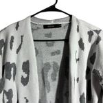 Zesica Womens Leopard Print Cardigan Sweater Open Front Pockets Medium White Photo 1