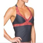 Athleta  Ventana Bra Cup Halter Tankini Top‎ Gray Pink Paisley 32 D DD Photo 1