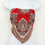 Cotton Candy LA Womens Boho Summer Strapless‎ Tube Scarf Bandana Crop Top XS/S Red Photo 0