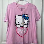 Hello Kitty  women’s pink glitter heart decal short sleeve relaxed comfy tshirt‎ Photo 0