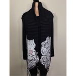 Lauren Moshi New.  black floral stripe scarf. Retails $169 Photo 3