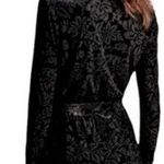 Saylor Black Velvet Burnout Romper Floral Belted Long Sleeve Anthropologie XS Photo 1