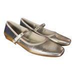 Scoop Mary Jane Ballet Flats Size 10 Silver Metallic Square Toe Holiday Chic Photo 2