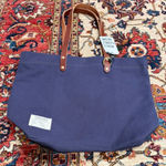 NWT R. Riveter Canvas Tote Bag Leather Straps USA Military Spouse Made Brown Photo 0