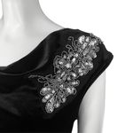 Vintage Y2K Black Velvet Asymmetrical Rhinestone Sequin Beaded Going Out Top M/L Size M Photo 8