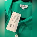 NWT Toofan Size L Jade Green Long Sleeve Pearl Button Front Tiered Shift Dress Size L Photo 12