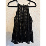 Anthropologie Black Sheer Checkered Sleeveless Tank Top Photo 4