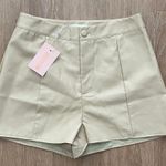 Missguided ivory seam detail faux leather shorts Photo 3