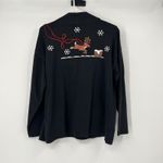 VTG Bechamel M Christmas Holiday LS Mock Neck Embroidered Santa Sleigh Rudolph Black Size M Photo 5