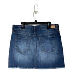 BP  Denim Blue‎ Medium Wash Cotton Blend A Line Raw Hem Mini Skirt Size 28 Photo 2