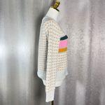 Madewell Fair Isle Stripe Sweater XS Light Gray Pink Gold Green Cozy Knit Photo 3